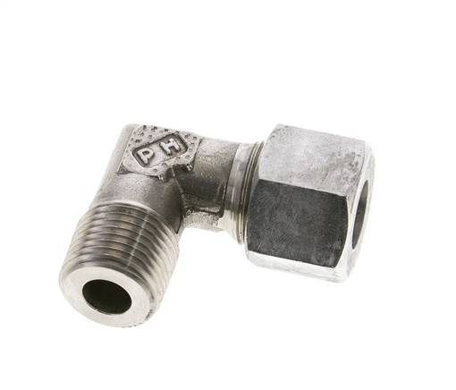 1/2'' NPT Macho x 14S Acero inoxidable Codo de 90 grados Anillo de corte 630 Barra DIN 2353