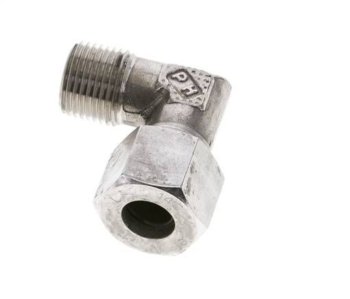 1/2'' NPT Macho x 14S Acero inoxidable Codo de 90 grados Anillo de corte 630 Barra DIN 2353