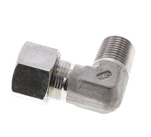 1/2'' NPT Macho x 16S Acero inoxidable Codo de 90 grados Anillo de corte 400 Bar DIN 2353