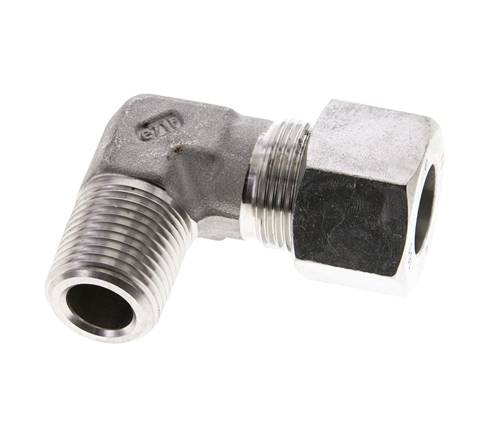 1/2'' NPT Macho x 16S Acero inoxidable Codo de 90 grados Anillo de corte 400 Bar DIN 2353