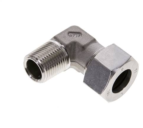 1/2'' NPT Macho x 18L Acero inoxidable Codo de 90 grados Anillo de corte 315 Barra DIN 2353