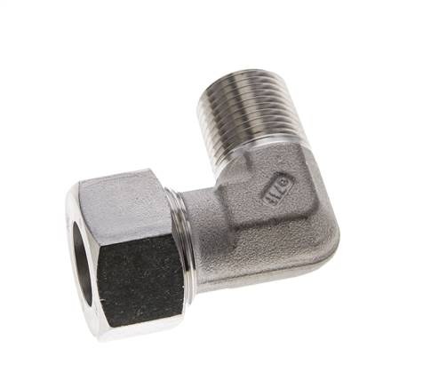 1/2'' NPT Macho x 18L Acero inoxidable Codo de 90 grados Anillo de corte 315 Barra DIN 2353