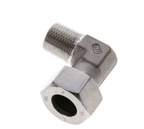 1/2'' NPT Macho x 18L Acero inoxidable Codo de 90 grados Anillo de corte 315 Barra DIN 2353
