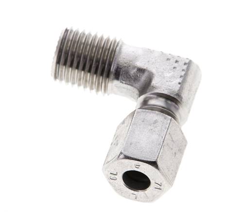1/4'' NPT Macho x 6L Acero inoxidable Codo de 90 grados Anillo de corte 315 Barra DIN 2353