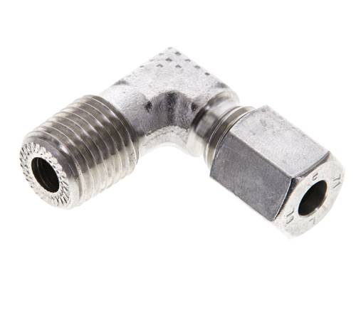 1/4'' NPT Macho x 6L Acero inoxidable Codo de 90 grados Anillo de corte 315 Barra DIN 2353