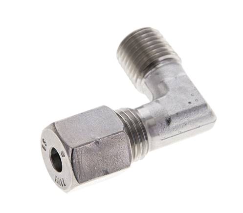 1/4'' NPT Macho x 6S Acero inoxidable Codo de 90 grados Anillo de corte 630 Barra DIN 2353