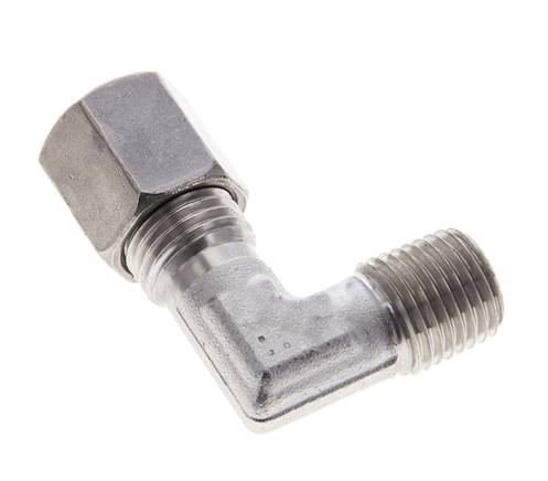 1/4'' NPT Macho x 6S Acero inoxidable Codo de 90 grados Anillo de corte 630 Barra DIN 2353