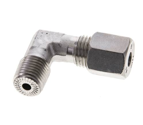 1/4'' NPT Macho x 6S Acero inoxidable Codo de 90 grados Anillo de corte 630 Barra DIN 2353