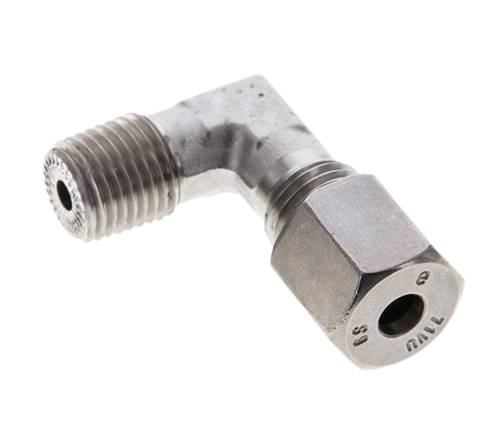 1/4'' NPT Macho x 6S Acero inoxidable Codo de 90 grados Anillo de corte 630 Barra DIN 2353