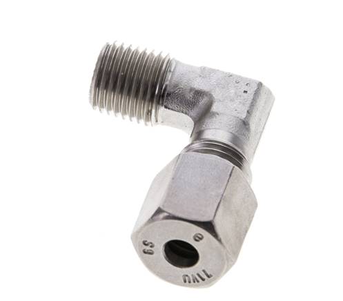 1/4'' NPT Macho x 6S Acero inoxidable Codo de 90 grados Anillo de corte 630 Barra DIN 2353