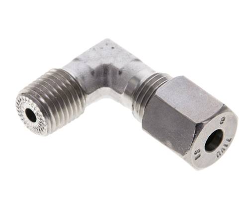 1/4'' NPT Macho x 6S Acero inoxidable Codo de 90 grados Anillo de corte 630 Barra DIN 2353