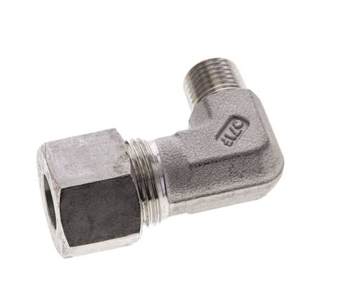 1/4'' NPT Macho x 12S Acero inoxidable Codo de 90 grados Anillo de corte 630 Barra DIN 2353