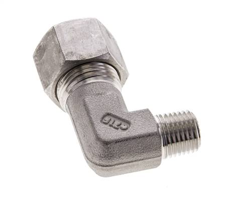 1/4'' NPT Macho x 12S Acero inoxidable Codo de 90 grados Anillo de corte 630 Barra DIN 2353