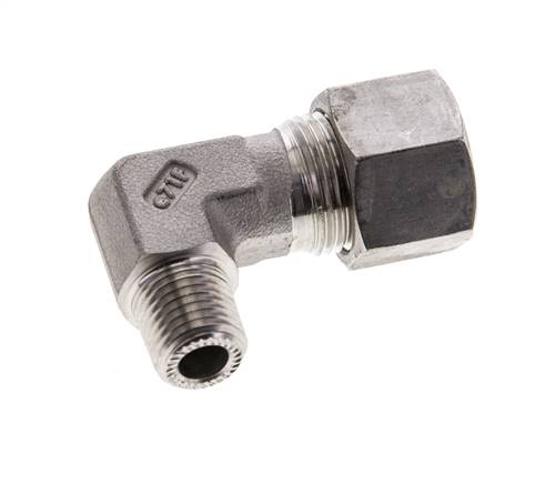 1/4'' NPT Macho x 12S Acero inoxidable Codo de 90 grados Anillo de corte 630 Barra DIN 2353