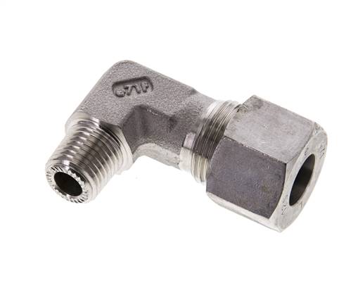 1/4'' NPT Macho x 12S Acero inoxidable Codo de 90 grados Anillo de corte 630 Barra DIN 2353