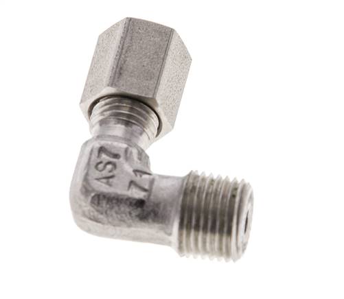 1/8'' NPT Macho x 4LL Acero inoxidable Codo de 90 grados Anillo de corte 100 Bar DIN 2353