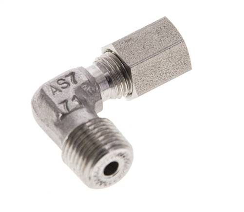 1/8'' NPT Macho x 4LL Acero inoxidable Codo de 90 grados Anillo de corte 100 Bar DIN 2353
