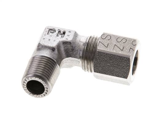 1/8'' NPT Macho x 8LL Acero inoxidable Codo de 90 grados Anillo de corte 100 Bar DIN 2353