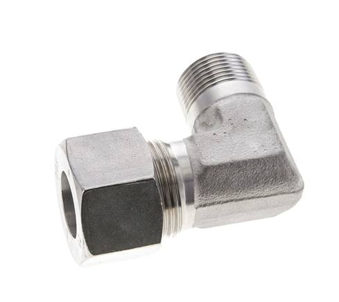 3/4'' NPT Macho x 20S Acero inoxidable Codo de 90 grados Anillo de corte 400 Bar DIN 2353