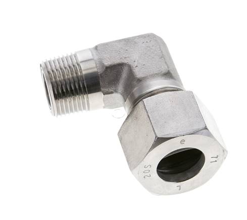 3/4'' NPT Macho x 20S Acero inoxidable Codo de 90 grados Anillo de corte 400 Bar DIN 2353