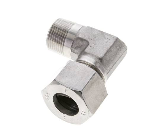 3/4'' NPT Macho x 20S Acero inoxidable Codo de 90 grados Anillo de corte 400 Bar DIN 2353