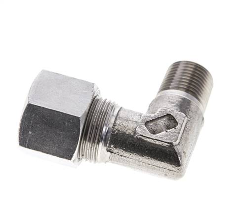 3/8'' NPT Macho x 14S Acero inoxidable Codo de 90 grados Anillo de corte 630 Barra DIN 2353