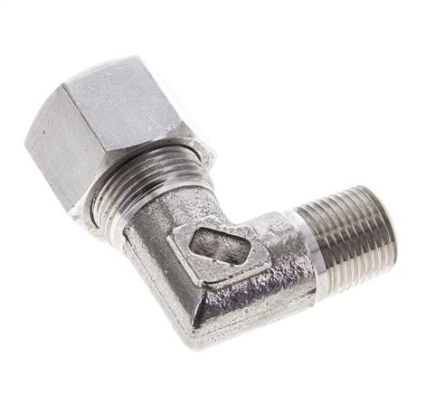 3/8'' NPT Macho x 14S Acero inoxidable Codo de 90 grados Anillo de corte 630 Barra DIN 2353