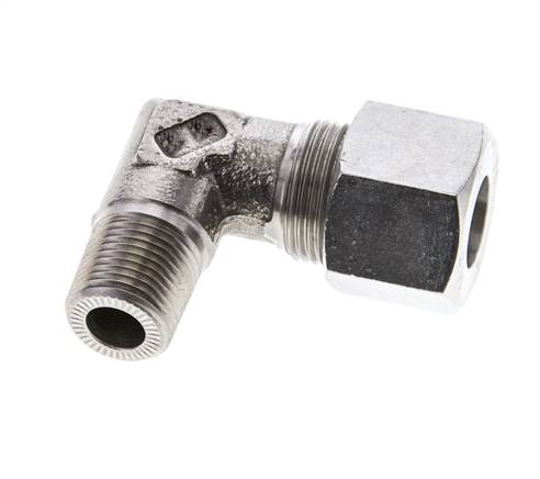 3/8'' NPT Macho x 14S Acero inoxidable Codo de 90 grados Anillo de corte 630 Barra DIN 2353