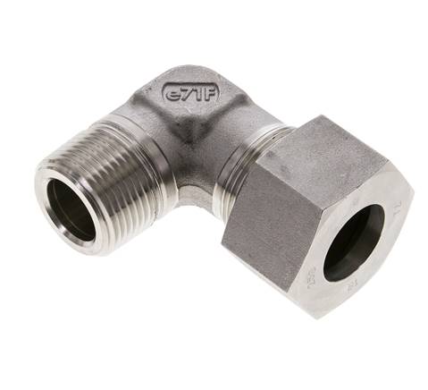 1'' NPT Macho x 25S Acero inoxidable Codo de 90 grados Anillo de corte 400 Bar DIN 2353
