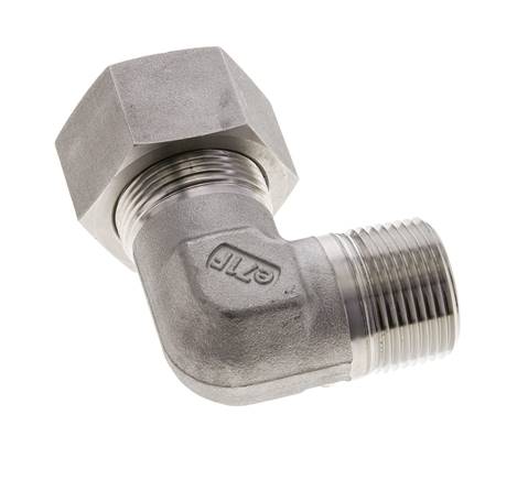 1'' NPT Macho x 25S Acero inoxidable Codo de 90 grados Anillo de corte 400 Bar DIN 2353