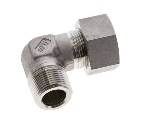 1'' NPT Macho x 25S Acero inoxidable Codo de 90 grados Anillo de corte 400 Bar DIN 2353
