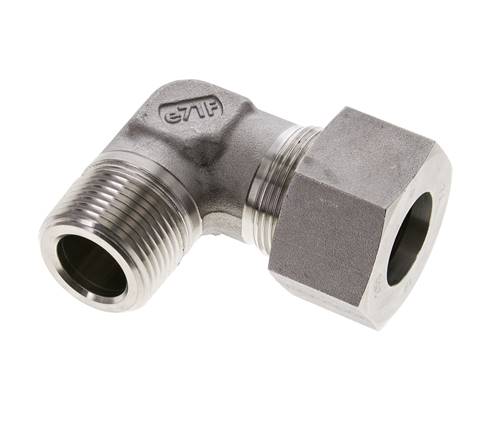 1'' NPT Macho x 25S Acero inoxidable Codo de 90 grados Anillo de corte 400 Bar DIN 2353