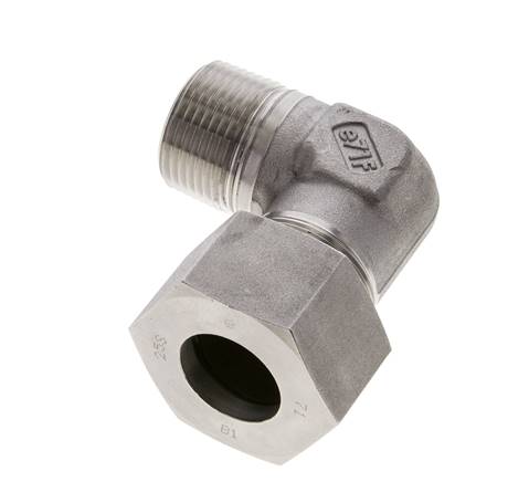 1'' NPT Macho x 25S Acero inoxidable Codo de 90 grados Anillo de corte 400 Bar DIN 2353