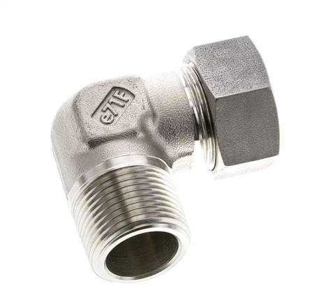 1'' NPT Macho x 28L Acero inoxidable Codo de 90 grados Anillo de corte 160 Bar DIN 2353