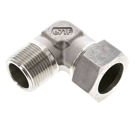 1'' NPT Macho x 28L Acero inoxidable Codo de 90 grados Anillo de corte 160 Bar DIN 2353