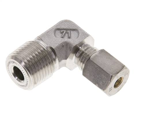 1/2'' NPT Macho x 6S Racor de compresión de 90 grados de acero inoxidable 630 Bar DIN 2353