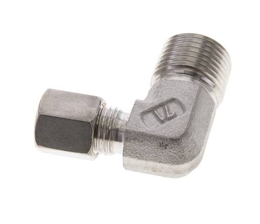 1/2'' NPT Macho x 6S Racor de compresión de 90 grados de acero inoxidable 630 Bar DIN 2353