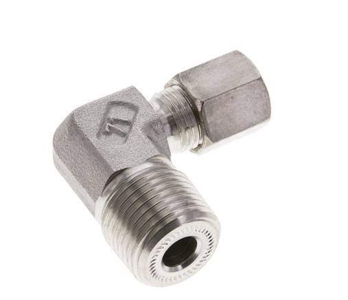 1/2'' NPT Macho x 6S Racor de compresión de 90 grados de acero inoxidable 630 Bar DIN 2353
