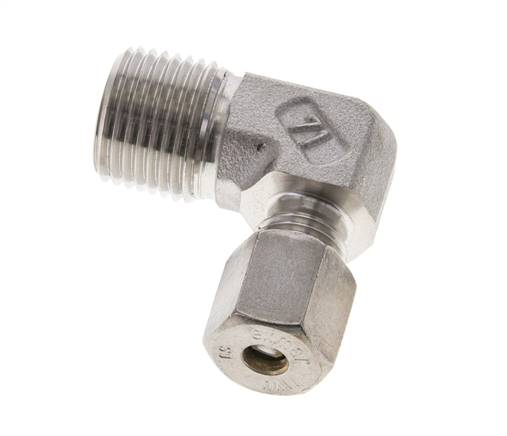 1/2'' NPT Macho x 6S Racor de compresión de 90 grados de acero inoxidable 630 Bar DIN 2353