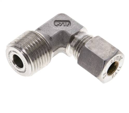 1/2'' NPT Macho x 8S Racor de compresión de 90 grados de acero inoxidable 630 Bar DIN 2353