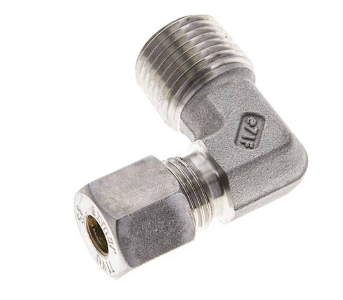 1/2'' NPT Macho x 8S Racor de compresión de 90 grados de acero inoxidable 630 Bar DIN 2353