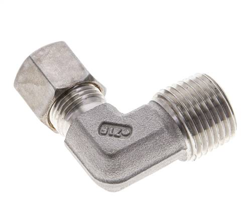 1/2'' NPT Macho x 8S Racor de compresión de 90 grados de acero inoxidable 630 Bar DIN 2353