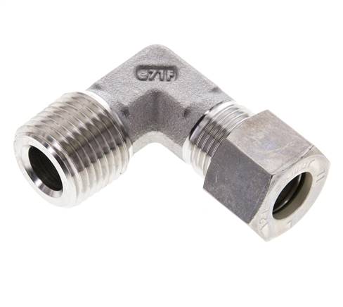 1/2'' NPT Macho x 12L Acero inoxidable Codo de 90 grados Racor de compresión 315 Bar DIN 2353