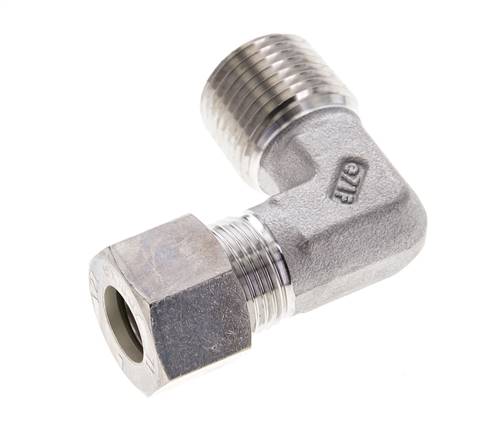 1/2'' NPT Macho x 12L Acero inoxidable Codo de 90 grados Racor de compresión 315 Bar DIN 2353
