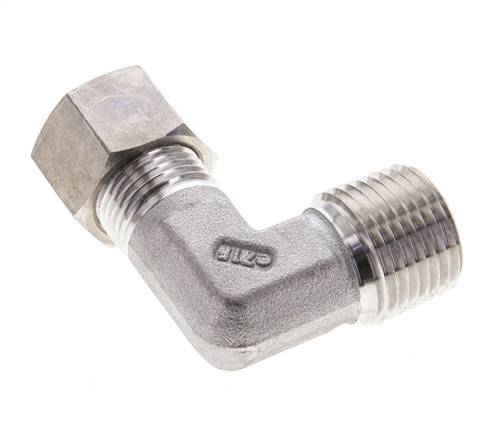1/2'' NPT Macho x 12L Acero inoxidable Codo de 90 grados Racor de compresión 315 Bar DIN 2353