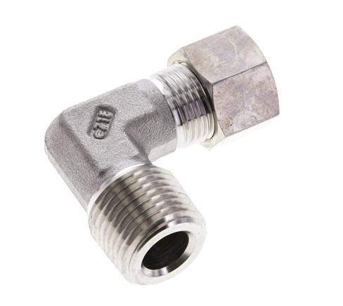 1/2'' NPT Macho x 12L Acero inoxidable Codo de 90 grados Racor de compresión 315 Bar DIN 2353