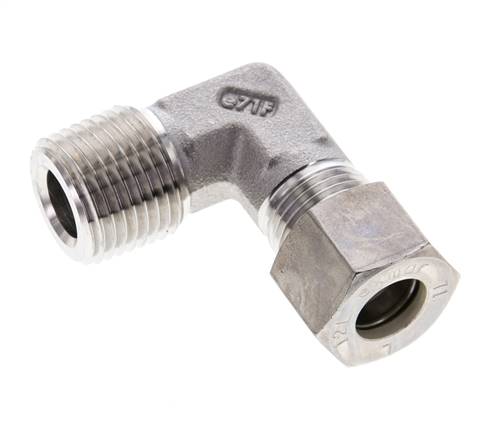 1/2'' NPT Macho x 12L Acero inoxidable Codo de 90 grados Racor de compresión 315 Bar DIN 2353