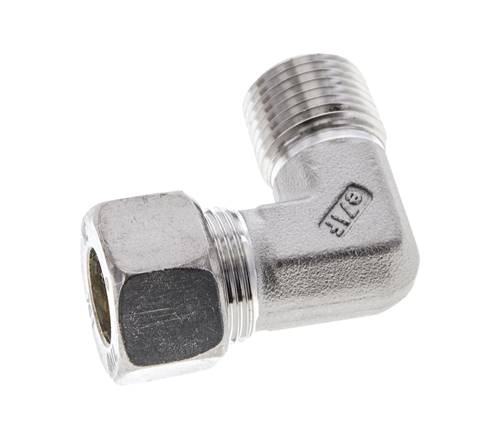 1/2'' NPT Macho x 15L Acero inoxidable Codo de 90 grados Racor de compresión 315 Bar DIN 2353