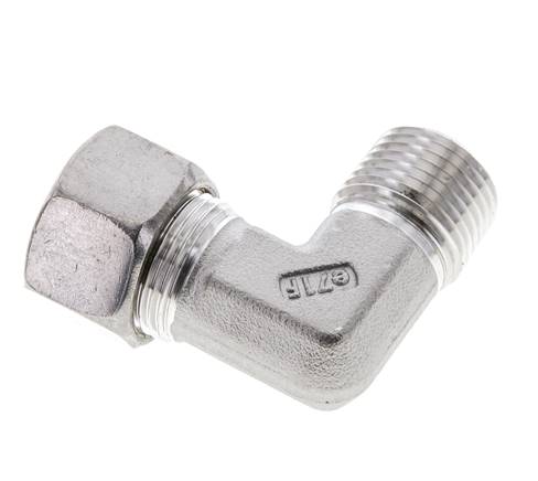 1/2'' NPT Macho x 15L Acero inoxidable Codo de 90 grados Racor de compresión 315 Bar DIN 2353