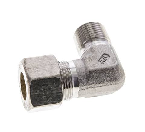 1/2'' NPT Macho x 16S Codo de compresión de 90 grados de acero inoxidable 400 Bar DIN 2353